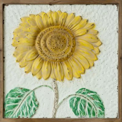 Framed Embossed Sunflower Wall Decor