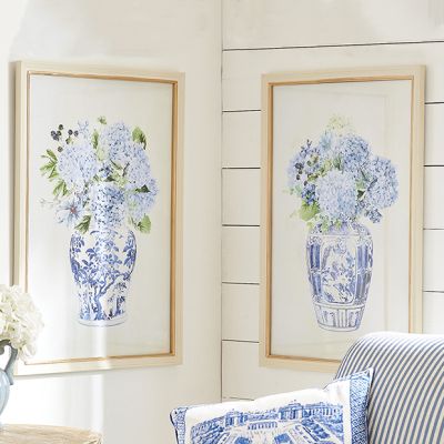 Framed Hydrangeas In Vase Print Set of 2