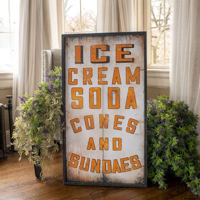 Framed Ice Cream Soda Sign