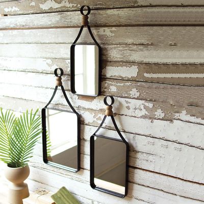 Framed Mirror With Wood Accent Set of 3