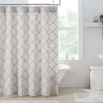 Frayed Diamond Pattern Shower Curtain