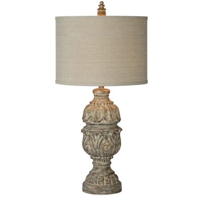 French Country Carved Base Table Lamp
