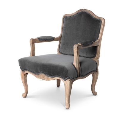 French Country Velvet Upholstered Arm Chair