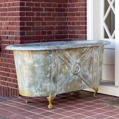 French Country Weathered Bathtub Planter