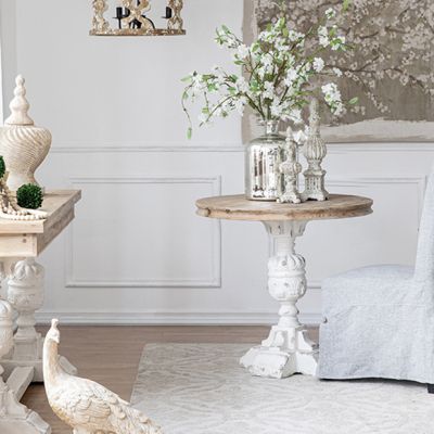 French Farmhouse Pedestal Accent Table