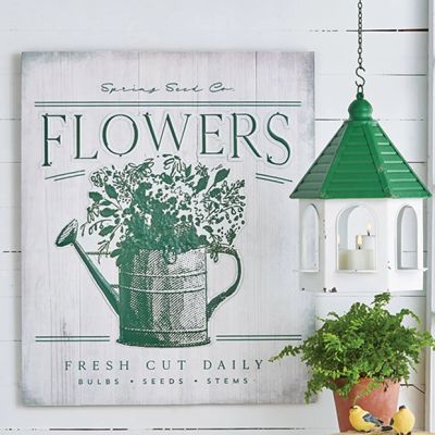 Fresh Cut Flowers Wood and Metal Sign