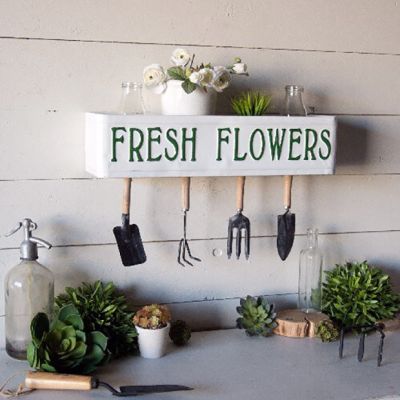 Fresh Flowers Farmhouse Shelf Sign