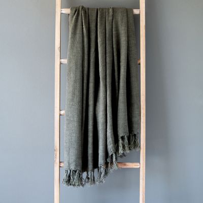 Fringed Washed Linen Throw Blanket