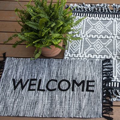 Fringed Woven Welcome Rug