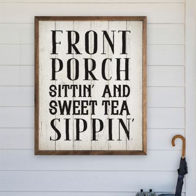 Front Porch Sittin And Sweet Tea Whitewash Framed Sign