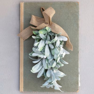 Frosted Faux Mistletoe With Jute Bow Bundle of 3