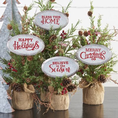 Galvanized Inspirational Christmas Ornaments Set of 4