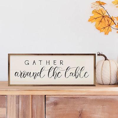 Gather Around The Table White Framed Sign