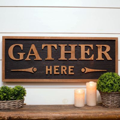 Gather Here Wooden Wall Sign