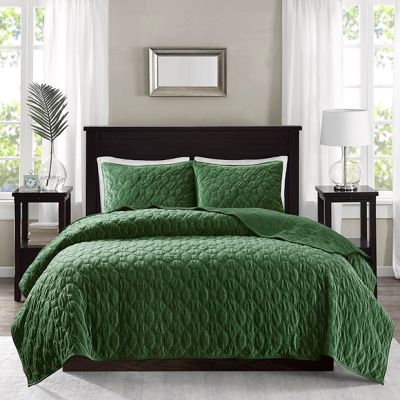 Geometric Faux Velvet Reversible 3 Piece Bedding Set