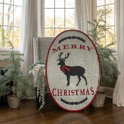 Giant Oval Merry Christmas Deer Sign