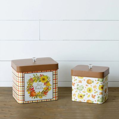Give Thanks Autumn Tin Canister Set of 2