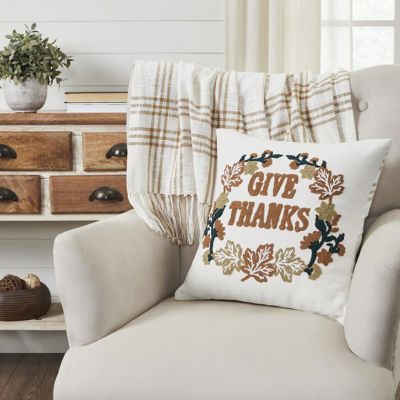 Give Thanks Wreath Autumn Accent Pillow