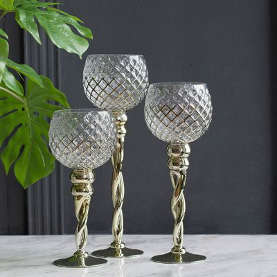 Glass Cup Candle Holders Set of 3