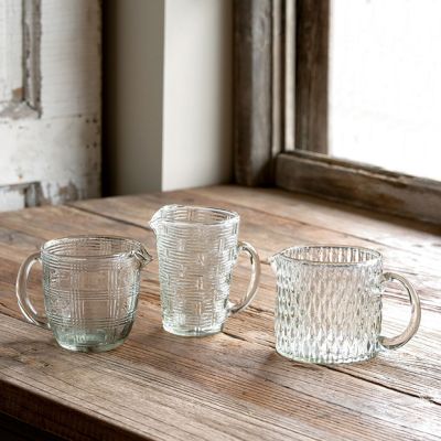 Glass Patterned Pouring Cups Set of 3