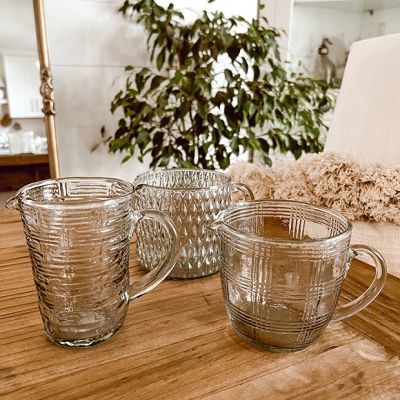 Glass Patterned Pouring Cups Set of 3
