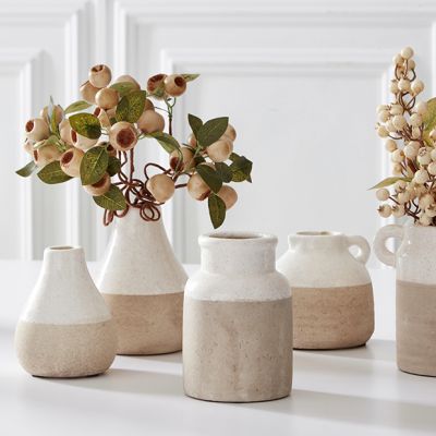 Glaze Topped Ceramic Bud Vase Pot Set of 5