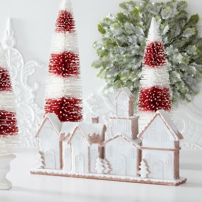 Glittered Frosted Gingerbread Village Decor