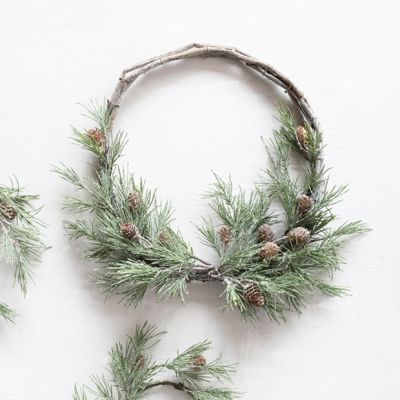 Glittered Pine Twig Wreath With Pinecones