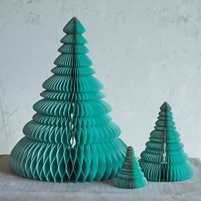 Glittered Recycled Paper Folding Trees Set of 3