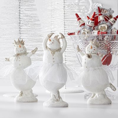 Glittered Snow Ballerina Figurine Set of 3