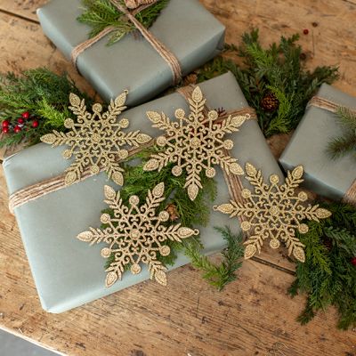 Glittered Snowflake Ornaments Set of 4