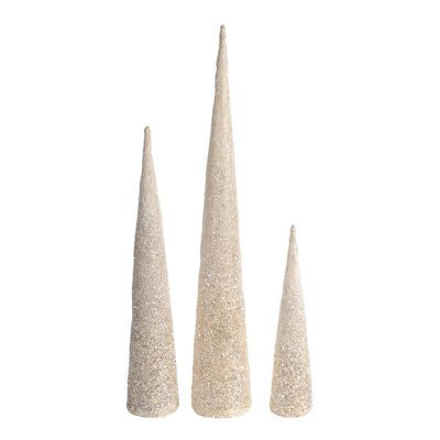 Glittered Tabletop Cone Tree Set of 3