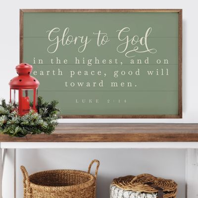 Glory To God Luke 2 14 Green Wall Art