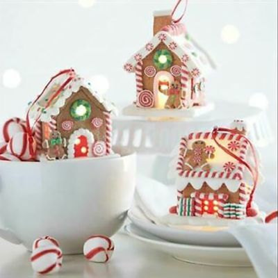 Glowing Gingerbread House Ornament Set of 3