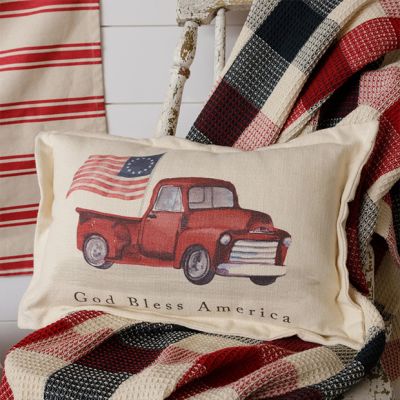 God Bless America Truck Decorative Pillow