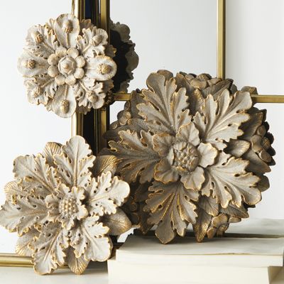 Gold Accented Floral Wall Medallion Set of 3
