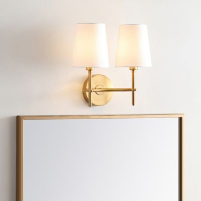 Gold Finish Twin Lamp Wall Sconce