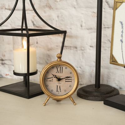 Gold Metal Roman Numeral Table Clock