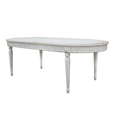 Grand French Distressed White Oval Dining Table