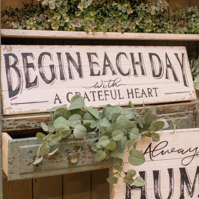 Grateful Heart Inspirational Wooden Sign