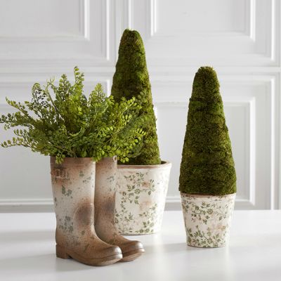 Green Floral Ceramic Pot Set of 3