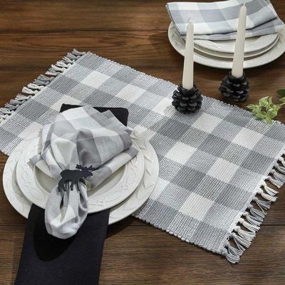 Grey Check Fringed Placemat Set of 4