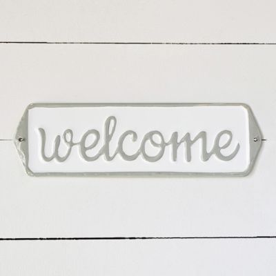 Grey Enameled Welcome Sign