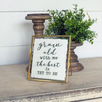 Grow Old With Me Glass Tabletop Accent