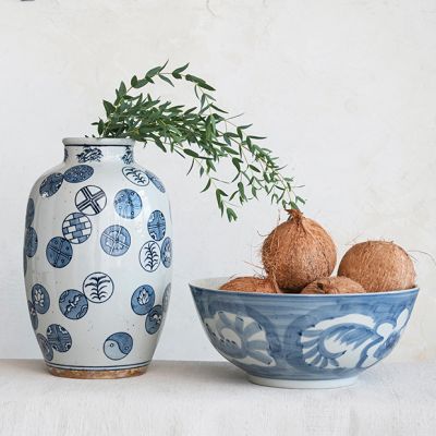Hand Painted Patterned Stoneware Vase