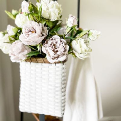 Hand Woven Whitewashed Wall Basket