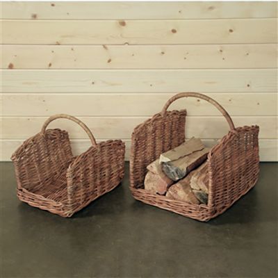 Handled Rattan Log Baskets Set of 2