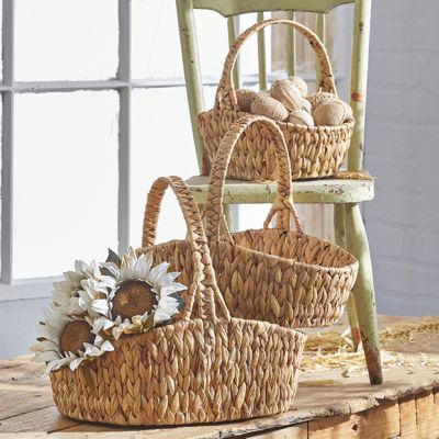 Handled Woven Basket Set of 3