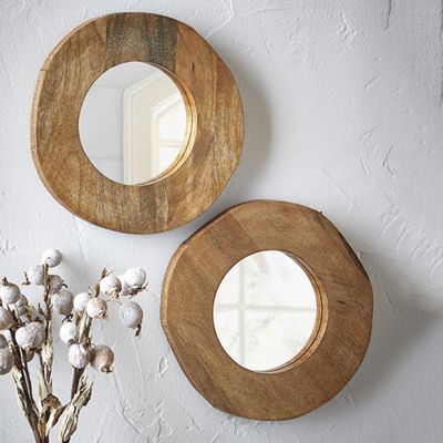 Handmade Wood Framed Accent Mirrors Set of 2
