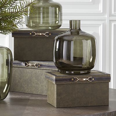 Handsome Faux Leather Nesting Boxes Set of 3